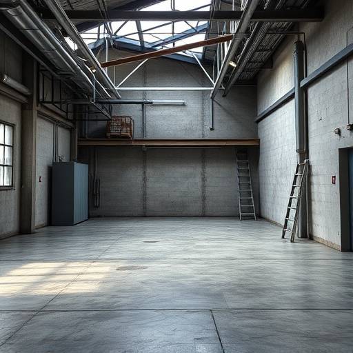 Industrial-style studio with concrete floors and metal accents
