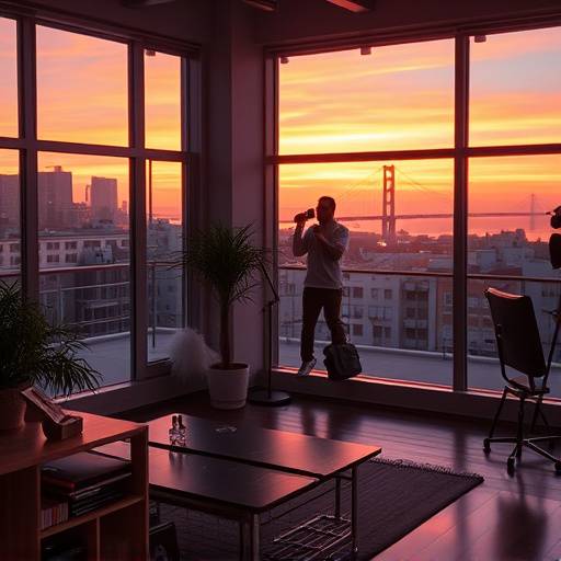 Studio with warm lighting in the Sunset District